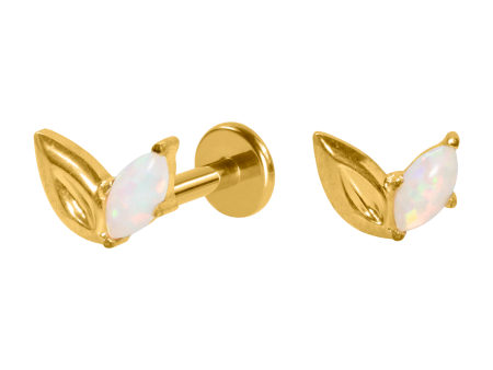 LABRET TITÂNIO R/I 2 PÉTALAS OPALA – PVD GOLD/BOREAL
