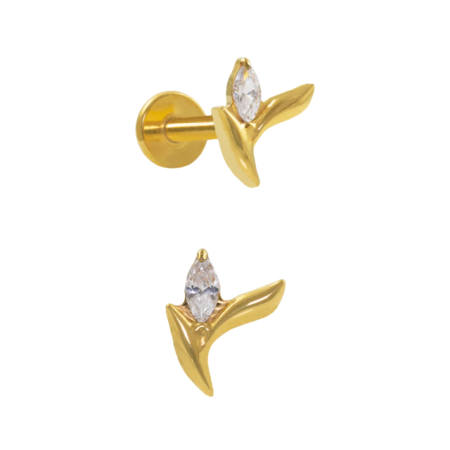 LABRET TITÂNIO R/I RAMO PEQUENO C/ ZIRCÔNIA – PVD GOLD