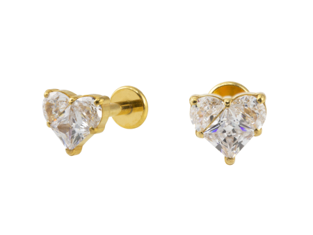 LABRET TITÂNIO PVD GOLD R/I CORAÇÃO C/ ZIRCÔNIA – MAIOR