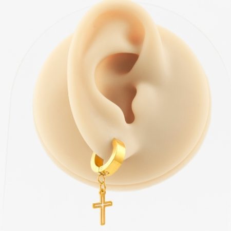 ARGOLA CLICKER GOLD C/ CRUZ VAZADA – 10MM