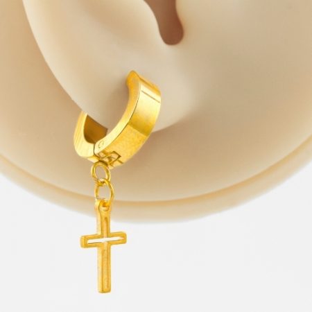 ARGOLA CLICKER GOLD C/ CRUZ VAZADA – 10MM