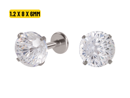 LABRET TITÂNIO R/I C/ ZIRCÔNIA – 1.2 X 8 X 6MM