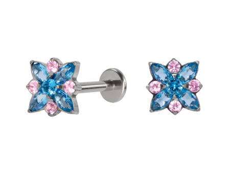 LABRET TITÂNIO R/I ROSA DOS VENTOS C/ ZIRCÔNIA – AZUL/ROSA
