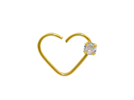 HEART BANHADO A OURO C/ 1 PEDRA LATERAL C118- LADO ESQUERDO