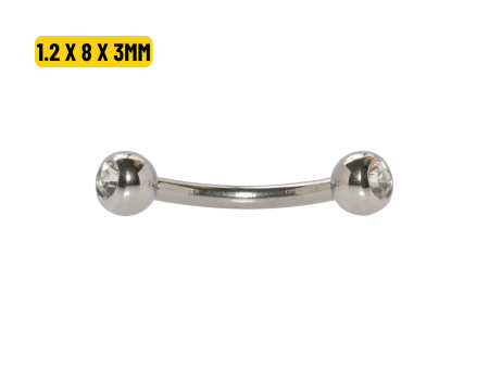 MICRO CURVO AÇO C/ STRASS – 1.2 X 8 X 3MM