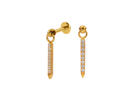 LABRET TITANIO R/I PINGENTE BARRA C/ PEDRA PEQUENA – PVD GOLD