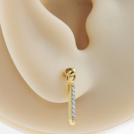 LABRET TITANIO R/I PINGENTE BARRA C/ PEDRA PEQUENA – PVD GOLD
