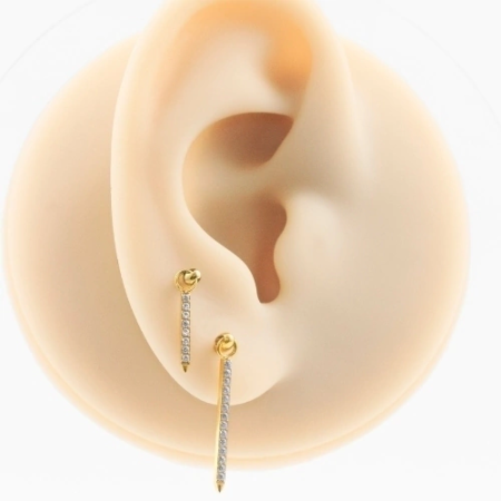 LABRET TITANIO R/I PINGENTE BARRA C/ PEDRA PEQUENA – PVD GOLD