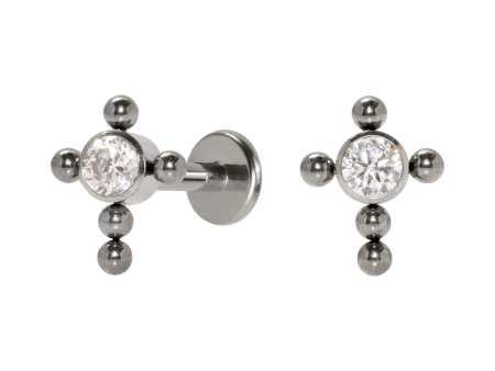 LABRET TITÂNIO R/I CRUZ C/ ZIRCÔNIA