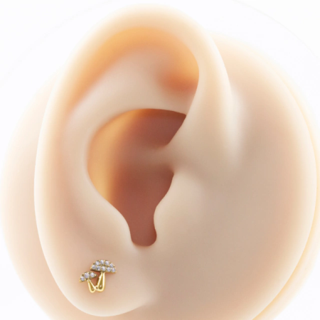 LABRET TITÂNIO R/I COGUMELOS CRAVEJADOS C/ ZIRCÔNIA