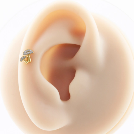 LABRET TITÂNIO R/I COGUMELOS CRAVEJADOS C/ ZIRCÔNIA