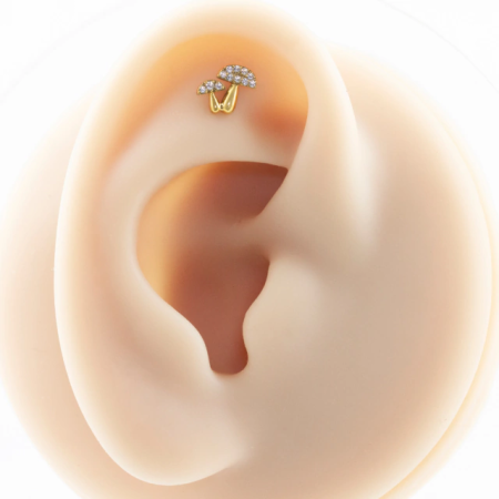 LABRET TITÂNIO R/I COGUMELOS CRAVEJADOS C/ ZIRCÔNIA