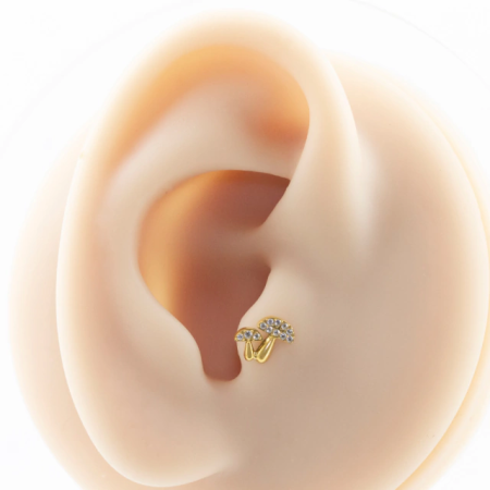 LABRET TITÂNIO R/I COGUMELOS CRAVEJADOS C/ ZIRCÔNIA