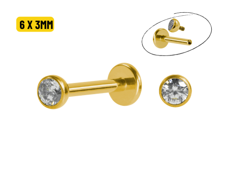 LABRET TITÂNIO PVD GOLD R/I CRAVAÇÃO INGLESA –  6 X 3.MM