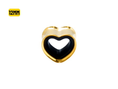 ALARGADOR PLUG CORAÇÃO AÇO PVD GOLD / F: BLACK – 12MM