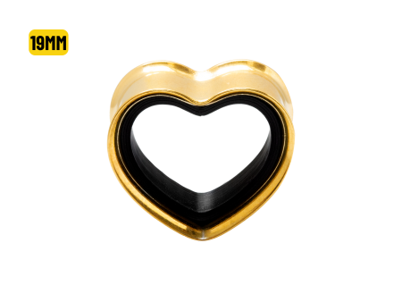 ALARGADOR PLUG CORAÇÃO AÇO PVD GOLD / F: BLACK – 19MM