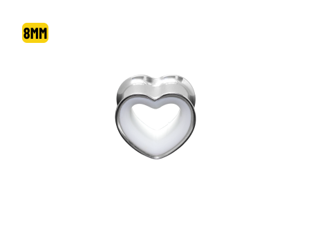 ALARGADOR PLUG CORAÇÃO AÇO / F: BRANCO – 8MM