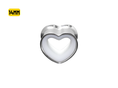 ALARGADOR PLUG CORAÇÃO AÇO / F: BRANCO – 14MM