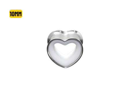ALARGADOR PLUG CORAÇÃO AÇO / F: BRANCO – 10MM
