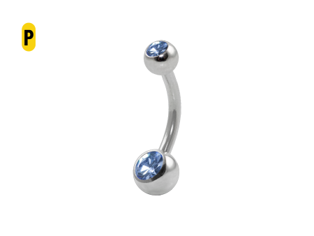 BANANA BELL AÇO C/ STRASS 2 PEDRAS AZUL CLARO – P