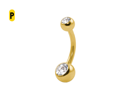 BANANA BELL AÇO PVD C/ STRASS 2 PEDRAS BRANCO – P