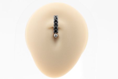 BANANA BELL TITÂNIO R/I CURVADO C/ PEDRA BLACK